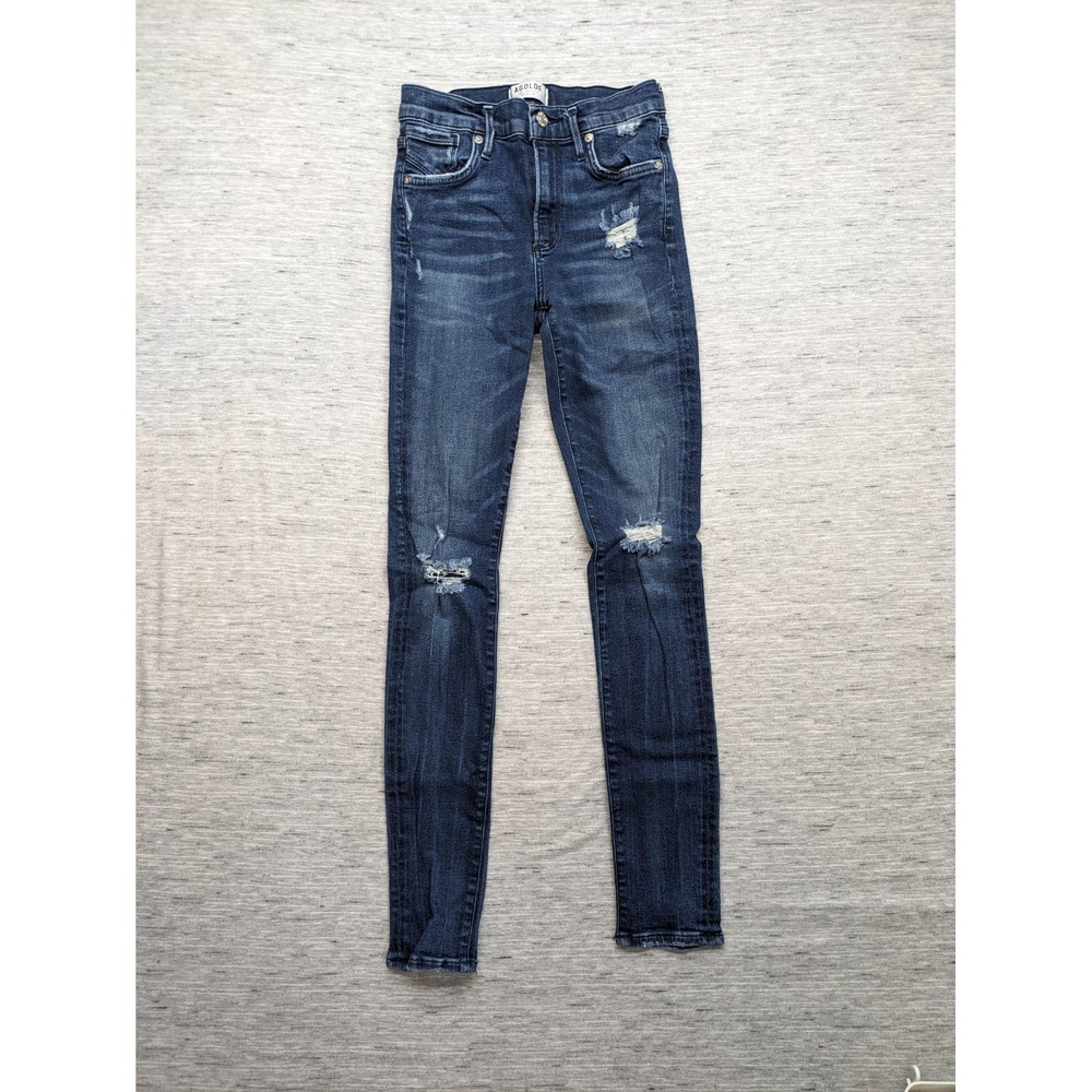 AGOLDE Jeans Women 25 Blue Sophie Distressed Mid Rise Dark Wash Premium‎ Luxury